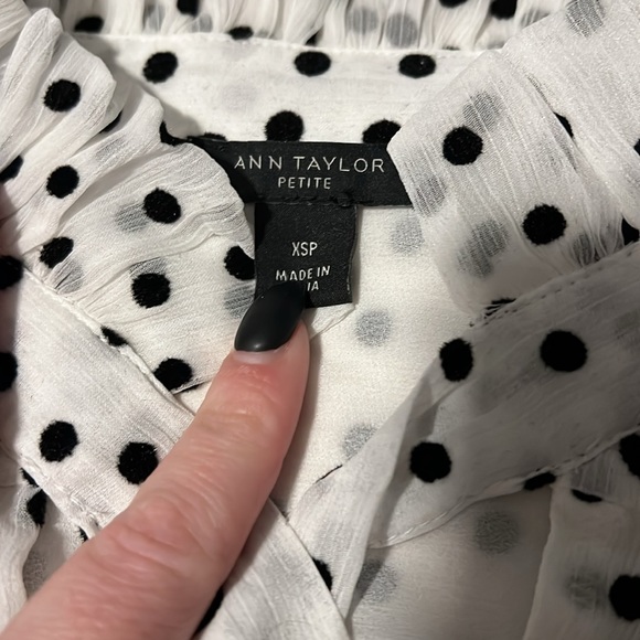 Pussybow Velvet Polka Dot Blouse - Picture 3 of 5